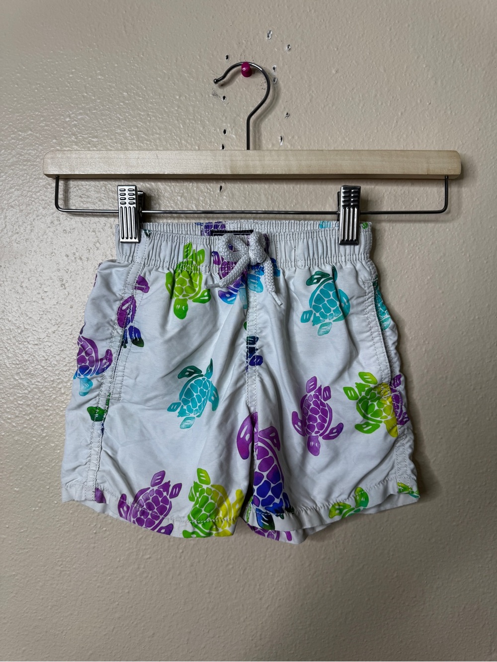Vilebrequin Boys 4Y 104cm White Multicolor Sea Turtle Print Swim Trunks Shorts